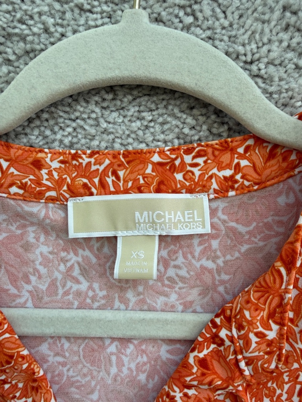 Michael Kors Orange Floral Ruffle-Hem Sleeveless Dress size XS - Picture 2 of 6